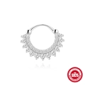 Classic S925 sterling silver nose ring with sparkling moissanite circular pave setting - Fan-shaped Row Diamond Decor Style (#2) / White Gold