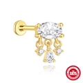 Boucles d'oreilles carpe koï en argent S925 doré avec zircons cubiques étincelants - Or #20