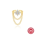 Ear cuff in argento s925 dorato con opali blu e doppie catenelle pendenti - Stile Nappa Floreale Opale / Oro