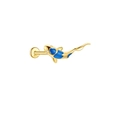 Détail macro de la boucle d'oreille carpe koi en argent S925 avec émail bleu poli - Émail Bleu #23