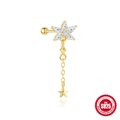 S925 sterling silver gold flower cartilage stud with marquise zircon and star fringe - Opal Flower Star Tassel Style (60259860121C)