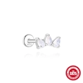 Classic S925 sterling silver ear stud with three pear-shaped natural moonstones - Three Stone Crown / White Gold