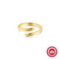 Anillo de pie clásico en plata de ley S925 bañado en oro con sello grabado - Estilo Bypass Clásico / Dorado