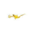 Détail macro du piercing requin en argent S925 avec émail jaune et petits diamants - Émail Jaune #25