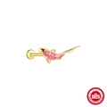Puce d'oreille carpe koi en argent S925 avec émail rose et zircon scintillant - Émail Rose #22
