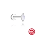 S925 sterling silver marquise moonstone labret stud with a polished silver finish - Marquise / White Gold