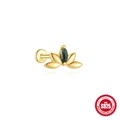 Lotus Ohrstecker aus S925 Sterlingsilber mit grünem Achat und Goldbeschichtung - Lotus-Design (Gold #4)