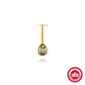 S925 Sterlingsilber-Ohrring mit tropfenförmigem grünem Moosachat und Goldbeschichtung - Wassertropfen-Stil / Gold