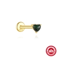 S925 Silber Herz Ohrstecker mit grünem Moosachat und Goldbeschichtung für Damen - Herz-Inlay-Design (Gold #5)