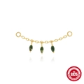S925 sterling silver gold fringe earrings with green agate marquise gemstones - Marquise Moss Agate (60259291442C) / Gold