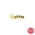 Goldener S925 Silber Piercing-Ohrstecker mit grünen Moos-Achat Perlen im Set - Vier-Perlen-Kreuz-Design (Gold #6)