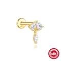 Goldenes S925 Sterlingsilber Labret mit Marquis Zirkonia Blatt und Anhänger - Birnenschliff Zirkonia Anhänger Stil / Gold