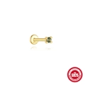 S925 Sterling Silber Gold Labret mit rundem Moosachat in einer 4-Krallen-Fassung - Goldener Runder Stil Eins