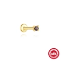 S925 sterling zilveren vergulde labret stud met sprankelende regenboog zirkonia - 2 mm ronde solitair (goud)