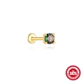 Gouden S925 zilveren oorpiercing met glinsterende ronde regenboogsteen afwerking - 4 mm ronde solitair (goud)