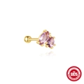 Gold S925 sterling silver ear stud with purple marquise and oval cut natural stones - Purple Marquise Gemstone Style (60259720126C)