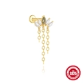 S925 Silber vergoldete Ohrringe mit Moosachat, Quasten und Zirkonia-Marquiseschliff - Gold #2