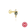 S925 vergoldeter Ohrstecker mit Moosachat und schimmernden Zirkonia-Akzenten - Goldener Birnen-Stil