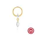 S925 sterling silver gold hoop earring with marquise and kite-shaped white zircon pendants - Rhombus and Marquise Zirconia