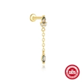 S925 Silber Gold Ohrring mit Moosachat Quaste und Zirkon Akzenten für Knorpel Piercing - Gold #3