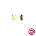 S925 zilveren goud vergulde piercing met marquise regenboogsteen en platte rug - Marquise solitair-stijl (goud)