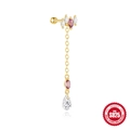 S925 sterling silver gold plated chain earrings with purple and white zircon marquise - Purple Pendant Chain Style (#5 Gold - Single Piece)