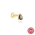 S925 sterling zilveren vergulde labret-stud met een peervormige regenboogsteen - Peervormige solitair-stijl (goud)