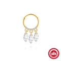 S925 sterling silver gold nose ring with blue stones and marquise zircon pendants - Blue and Clear Marquise Zirconia
