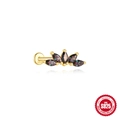 S925 sterling zilveren vergulde labret knop met kleurrijke marquise stenen - Vijfvoudige marquise tiara-stijl (goud)