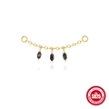 S925 sterling silver gold plated tassel earrings with black marquise cut gemstones - Three Marquise Black Quartz Style (#2)