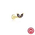 S925 sterling zilveren gouden blad oorknopjes met marquise regenboogstenen - Marquise dubbele blad-stijl (goud)