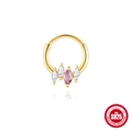18K gold plated S925 sterling silver hoop with pink marquise cut natural stone - Pink and Clear Marquise Zirconia