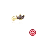 Gouden S925 zilveren oorsteker met regenboogstenen in een luxe kroonontwerp - Drievoudige marquise kroon-stijl (goud)