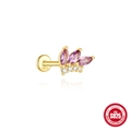 Vergoldeter S925 Silber Labret-Ohrstecker mit lila Marquise-Steinen und Zirkon-Details - Gold #8