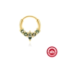 S925 sterling silver gold nose ring with green moss agate in a vintage boho style - Natural Moss Agate