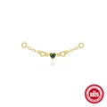 S925 sterling silver gold heart chain link with green gemstone and hollow hearts - Heart and Moss Agate Style (#4)