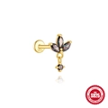 S925 sterling zilveren gouden oorsteker met marquise klaver en regenboog edelsteen - Klaver met hanger stijl (goud)