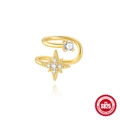 Ear cuff classico in argento S925 placcato oro con stelle incastonate di zirconi - Stile Stella E Diamante Singolo