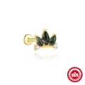 S925 ασημένιο επίχρυσο labret με κορώνα από αχάτη βρύων και ζιργκόν marquise - Στυλ Κορώνα σε Σχήμα Βεντάλιας (5815441748346) / Χρυσό