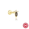 Gouden s925 zilveren oorknop met marquise zwarte kwarts en zirkoon kwastje detail - Marquise edelstenen set / Goud #1