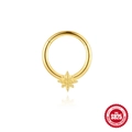 Golden S925 sterling silver geometric diamond-set cartilage hoop with star pendant - Beaded Star Shape Style (Single Gold #5) / Gold