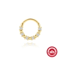 S925 sterling silver gold-plated hoop ring featuring five sparkling white zircons - Multiple Round Stones Inlaid Style (Single Gold #2) / Gold