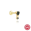 Επίχρυσο σκουλαρίκι labret από ασήμι S925 με πράσινο αχάτη βρύων και σταγόνες - Στυλ Διπλού Αχάτη σε Σχήμα Σταγόνας (5815441748350) / Χρυσό