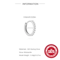 Orecchino a cerchio minimalista in argento sterling S925 moissanite da 0,8 cm - Grande / Argento