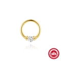 Minimalist gold S925 sterling silver geometric hinged ring with sparkling round zircon - Single Stone with Bead Decoration Style (Single Gold #3) / Gold