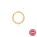 Gold plated S925 sterling silver geometric nose ring with sparkling cubic zirconia - Triangle Cluster Stones Style (Single Gold #4) / Gold