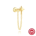 Vergoldeter S925 Sterlingsilber Quastenkette-Ohrstecker mit achtzackigem Stern-Design - Einzelstück-Glatter achtzackiger Stern mit Kettenstil / Einzelstück / Gold