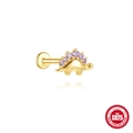 Cute gold plated S925 silver stegosaurus dinosaur earring with purple round crystals - Stegosaurus (Single Gold #11)