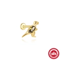 S925 sterling silver dinosaur stud earring in gold with olive green gemstone - Brontosaurus Green (Single Gold #12)
