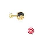 Boucle d'oreille montagne en argent S925 avec émail noir et placage en or 18 carats - Or